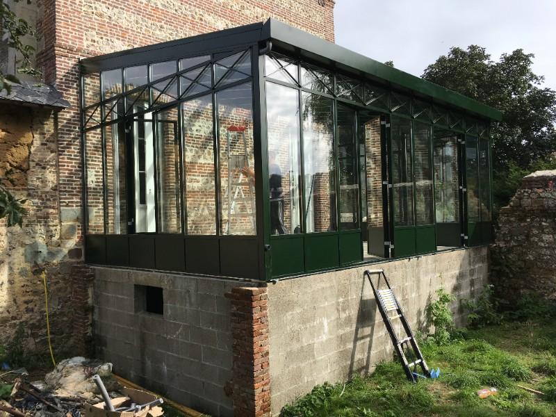 Véranda fabriquée par les Métalliers Normands, Métallerie en Normandie.